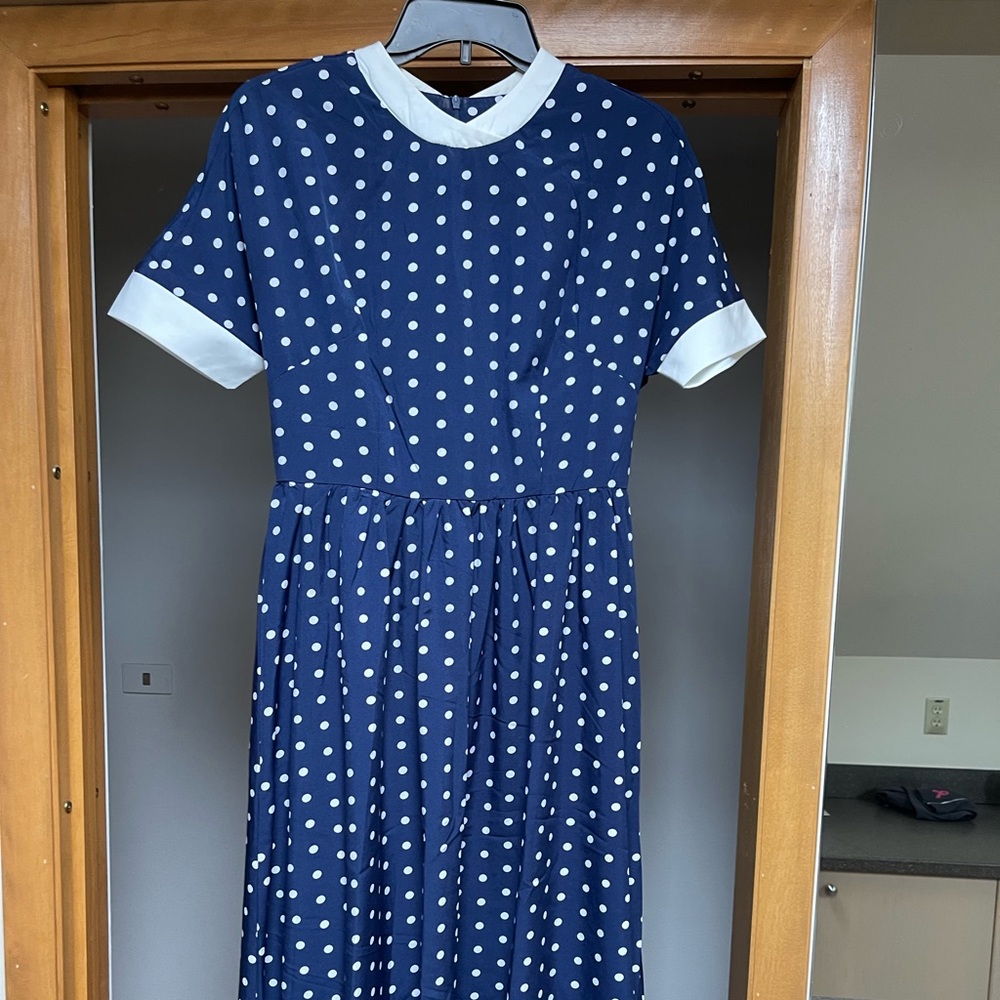 Navy polka dot dress